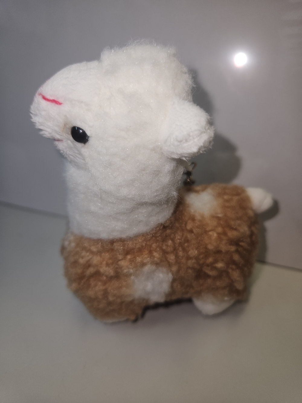 Plush Alpaca Keychain in White & Brown - Cute Bag Charm